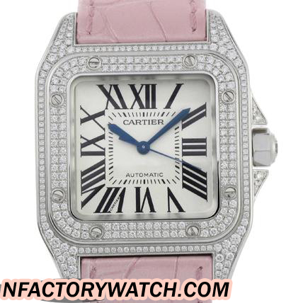 卡地亞Cartier Santos 山度士 WM501751 女錶 鑲鑽 實心316L不鏽鋼 鑲鑽錶圈