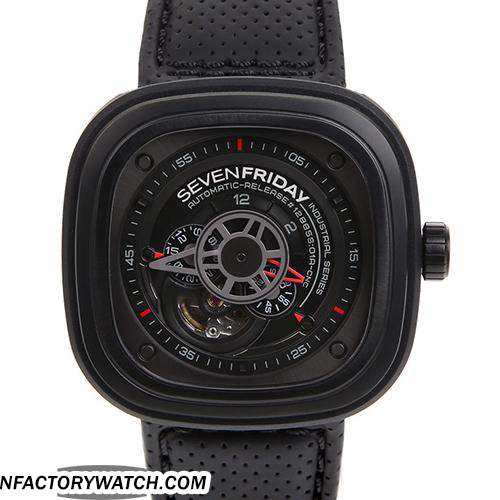七個星期五SevenFriday P3/1 P3-1 實心316L不鏽鋼 礦物水晶錶蒙 黑色錶盤