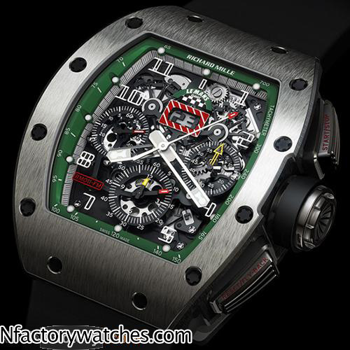 理查德·米勒Richard Mille RM 011 綠色 Felipe Massa 316L不鏽鋼 藍寶石水晶玻璃 骷髅錶盤 黑色橡膠