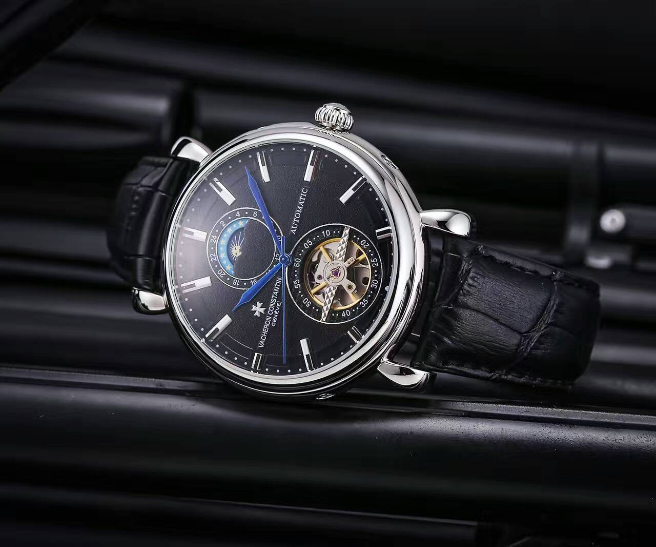 江詩丹頓 頂級機械機芯 礦物質超強鏡面 真牛皮錶帶 精品男士腕錶